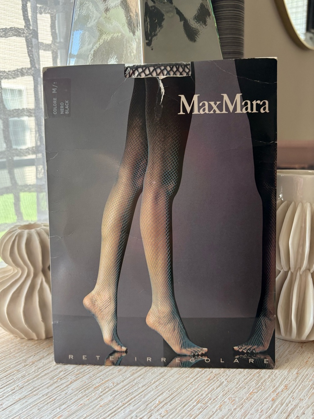NWT Max Mara Black Fishnet Tights Size M/L Made in Italy